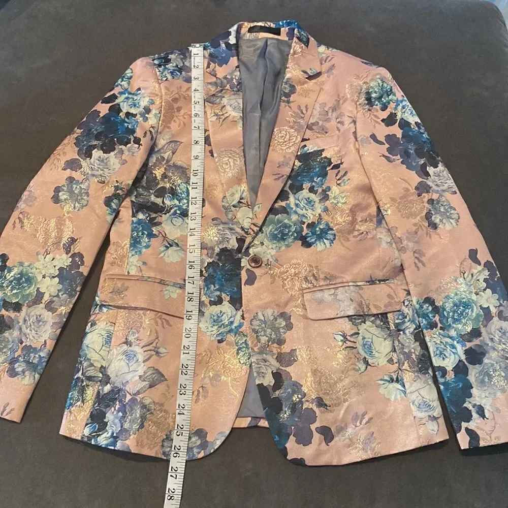 Men’s Floral Jacket Blazer Sports Coat Prom Party Formal Slim Fit Size 32 NWOT
